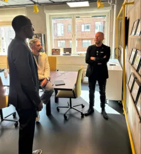 Senior Special Adviser to the Oyo State Governor on ICT and E-Governance; Mr. Adebayo Akande, Partner Head of Advisory Epicenter; Mr. Edgar Luczak, and Head of Accelerate Epicenter; Mr. Jack discussing during the partnership meeting.