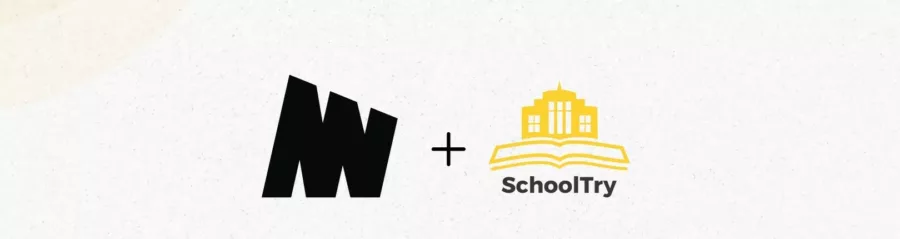 Logos of Minima and SchoolTry side by side, representing their blockchain education partnership.